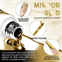 Ushinein 12Ml Metallic Painting Gel Liner Nail Art 3D Mirror Chrome Effect Gel Nail Polish Metal Painted Drawing Gel Build In T