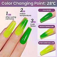 Mizhse Color Changing Gel Nail Polish 6 Colors Pearl Aurora Thremal Mood Changing Gel Polish Temperature Changing Soak Off Nail