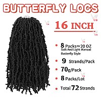 Col Bling Butterfly Locs Crochet Hair 16 Inch 8 Packs Crochet Butterfly Locs Distressed Faux Locs Crochet Hair Pre Looped Croche