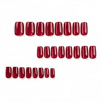 Bfy Cat Eye Press On Nails Medium Square Fake Nails Red Gel Acrylic Nails Holographic Glitter Glossy False Nails Kits Salon Qu