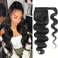 Ponytail Extension Human Hair Body Wave Magic Paste Brazilian Virgin Long Body Wave Wrap Around Ponytail Human Hair Ponytails Ex