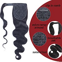 Ponytail Extension Human Hair Body Wave Magic Paste Brazilian Virgin Long Body Wave Wrap Around Ponytail Human Hair Ponytails Ex