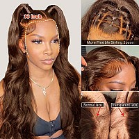 32 Inch 13X6 Chocolate Brown Lace Front Wig Human Hair Pre Plucked Body Wave Frontal Wigs Human Hair Hd Lace Glueless 13X6 Lac