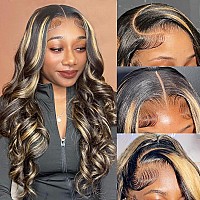 Ombre Lace Front Wig Human Hair Pre Plucked 1B27 Highlight Wig Human Hair 13X4 Body Wave Lace Front Wigs Human Hair 180 Densit