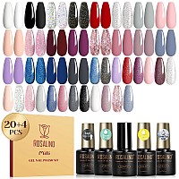 Rosalind Gel Nail Polish Set 20 Color Gorgeous Gel Base Coat And Glitter Glossy Matte Top Coat Gel Polish Set Gifts Show Charm