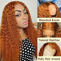 Qnqz Ginger Curly Lace Front Wigs Human Hair 13X4 Ginger Orange Deep Wave Human Hair Wig 180 Density Ginger Curly Wig Human Hai