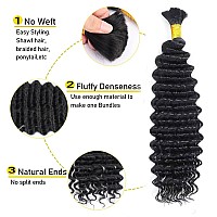 Bulk Human Hair For Braiding Deep Wave Human Braiding Hair No Weft Human Hair Bundles For Braiding Wet And Wavy Human Hair Braid