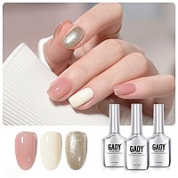 Gaoy Gel Nail Polish Kit 3 Colors 16Ml White Jelly Nude Glitter Sheer Soak Off Uv Gel Polish Set Gilded Pearl