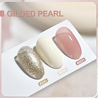 Gaoy Gel Nail Polish Kit 3 Colors 16Ml White Jelly Nude Glitter Sheer Soak Off Uv Gel Polish Set Gilded Pearl