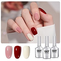 Gaoy Gel Nail Polish Kit 3 Colors 16Ml Red White Jelly Nude Sheer Soak Off Uv Gel Polish Set Rosy Blush