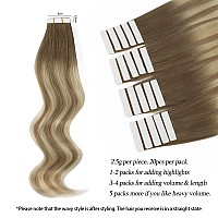 Abh Amazingbeauty Hair Tape In Hair Extensions Human Hair Ombre Ash Brown To Blonde Mix With Light Blonde 18 Inch Human Hair Tap