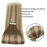 Abh Amazingbeauty Hair Tape In Hair Extensions Human Hair Ombre Ash Brown To Blonde Mix With Light Blonde 18 Inch Human Hair Tap