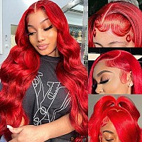 Manyisi 24 Inch Red Wig Human Hair Red Lace Front Wigs Human Hair 13X4 180 Density Body Wave Hd Lace Front Colored Wigs Human H