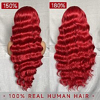 Manyisi 24 Inch Red Wig Human Hair Red Lace Front Wigs Human Hair 13X4 180 Density Body Wave Hd Lace Front Colored Wigs Human H