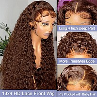 Brown Curly Lace Front Wigs Human Hair 30Inch Brown Deep Wave Lace Front Wig Human Hair 180 Density Chocolate Colored Pre Pluck