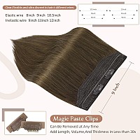 Fshine Medium Brown Invisible Wire Hair Extensions Real Human Hair Natural Hairpiece One Piece Clip In Hair Extensions Real Huma