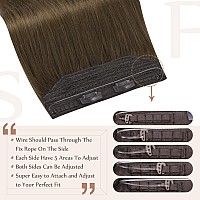 Fshine Medium Brown Invisible Wire Hair Extensions Real Human Hair Natural Hairpiece One Piece Clip In Hair Extensions Real Huma