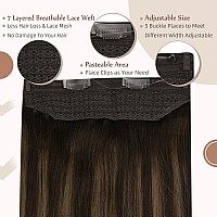 Fshine Invisible Wire Hair Extensions Darkest Brown Ombre Medium Brown Mix Brown 282 Secret Wire Human Hair Dark Brown Hair F