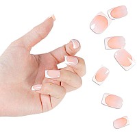 Liarty 120 Pcs Press On Nails Short Square French Tip False Nails Manicure 12 Size Acrylic Full Cover Artificial Fake Nails Wi