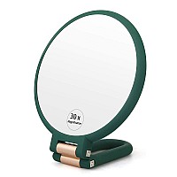 1X 30X Magnifying Hand Held Mirrordouble Side Folding Hand Mirror For Women With Adjustable Handletravel Table Desk Shaving Ba