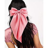 Velscrun Hair Accessories Satin Hair Bows In White Black And Pink 3 Oversized Clips With Long Tails For Women And Girls