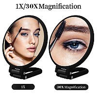 1X 30X Magnifying Hand Held Mirrordouble Side Folding Hand Mirror For Women With Adjustable Handletravel Table Desk Shaving Ba