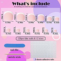 Addfavor White French Tip Press On Toenails 120Pcs Nude Toe Nails Press Ons Short Square Matte Acrylic False Toes Nail For Wome