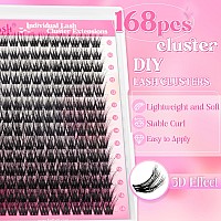 Fadlash Cluster Lashes Fluffy 1018Mm Lash Clusters Volume Lash Extension 168Pcs 3D Diy Lash Clusters D Curl Individual Lashes