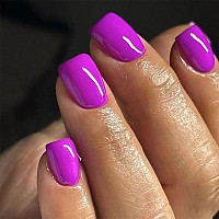 24 Pcs Acrylic Press On Nails Short Riicfdd Square Fake Nails Solid Color Designs False Nails Purple Full Cover Stick On Nails G