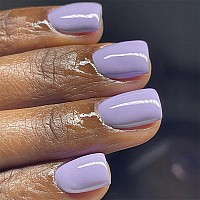 24 Pcs Square Press On Nails Short Riicfdd Light Purple Fake Nails Solid Color Designs False Nails Acrylic Full Cover Stick On N