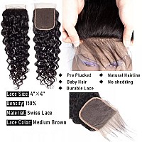 Human Hair Bundles With Closure Water Wave22 24 26 2820Free Part Brazilian Virgin Hair Weaves Pre Plucked With Baby Hair Wet