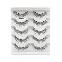 Jimire Clear Band Lashes Demiwispies Classic False Eyelashes 3D Soft Fake Lashes 5 Pairs Pack