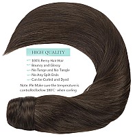 Loxxy Pony Tails Hair Extensions 14 Inch Wrap Around Ponytail Hair Extensions Natural Straight Dark Brown Virgin Ponytail Extens