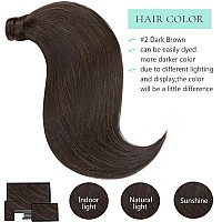 Loxxy Pony Tails Hair Extensions 14 Inch Wrap Around Ponytail Hair Extensions Natural Straight Dark Brown Virgin Ponytail Extens