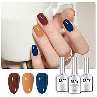 Gaoy Gel Nail Polish Kit 3 Colors 16Ml Red Yellow Blue Soak Off Uv Gel Polish Set Chestnut Indigo