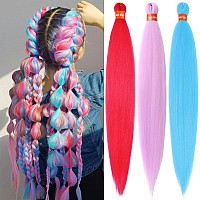 Colorful Pre Stretched Braiding Hair Rainbowcolor 30 Inch Festival Kanekalon Braid Hair Extensions 3 Packs Braiding Hair Pre St