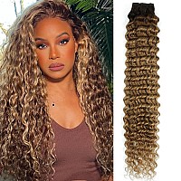 Hntl Ombre Deep Wave Bundles Human Hair T427 Brown Blonde Deep Wave Human Hair Bundles 2 Tone Brown Curly Bundles 12A Brazilian