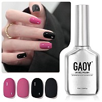 Gaoy Black Gel Nail Polish 16Ml 2 Colors 2262 2263 Pink Rose Red Soak Off Uv Gel Polish Set For Nail Art Diy Manicure At Home