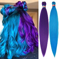 Run Shui Lavender Purplelake Blue Pre Stretched Braiding Hair 2 Packs Pre Feathered Braid Hair Extensions 30 Inches Kanekalon H