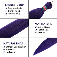 Run Shui Lavender Purplelake Blue Pre Stretched Braiding Hair 2 Packs Pre Feathered Braid Hair Extensions 30 Inches Kanekalon H