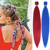 Run Shui Rose Redblue Pre Stretched Braiding Hair 2 Packs Pre Feathered Braid Hair Extensions 30 Inches Kanekalon Hair Braids