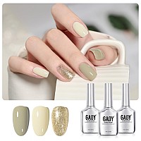 Gaoy Gel Nail Polish Kit 3 Colors 16Ml Green White Glitter Soak Off Uv Gel Polish Set Sage Sparkle