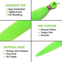 Run Shui Light Blueneon Green Pre Stretched Braiding Hair 2 Packs Pre Feathered Braid Hair Extensions 30 Inches Kanekalon Hair