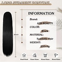 Aisi Beauty Straight Ponytail Extension Drawstring Ponytail Extension 28 Inch Synthetic Hairpiece Pony Tails Hair Extensions Na