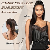 Aisi Beauty Straight Ponytail Extension Drawstring Ponytail Extension 28 Inch Synthetic Hairpiece Pony Tails Hair Extensions Na