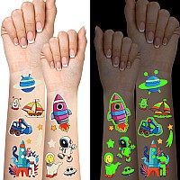 Temporary Tattoo For Kids Space And Vehicle Glow In Dark Tattoos 250 Patterns Luminous Fake Tattoo Sticker Planet Astronaut S