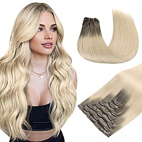 Maxita Hair Extensions Clip In Human Hair 7Pcs 120G Light Ash Brown To Ash Blonde 22 Inchclip In Hair Extensions Real Human Ha