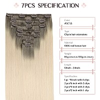 Maxita Hair Extensions Clip In Human Hair 7Pcs 120G Light Ash Brown To Ash Blonde 22 Inchclip In Hair Extensions Real Human Ha