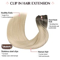 Maxita Hair Extensions Clip In Human Hair 7Pcs 120G Light Ash Brown To Ash Blonde 22 Inchclip In Hair Extensions Real Human Ha