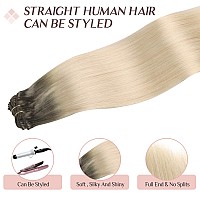 Maxita Hair Extensions Clip In Human Hair 7Pcs 120G Light Ash Brown To Ash Blonde 22 Inchclip In Hair Extensions Real Human Ha